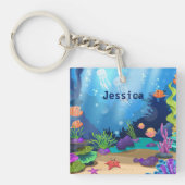 水中魚とサンゴの装飾カスタム品 キーホルダー (正面)