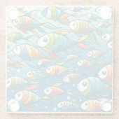 水中魚カラフルアート ガラスコースター (裏面)