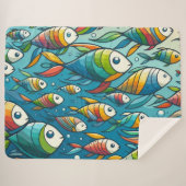 水中魚カラフルアート シェルパブランケット (正面(横))