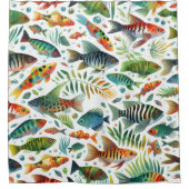 水中魚カラフルアート シャワーカーテン (正面)
