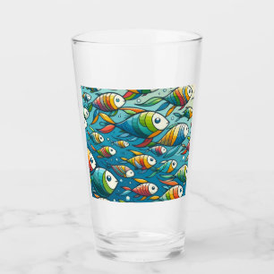 水中魚カラフルアート タンブラーグラス
