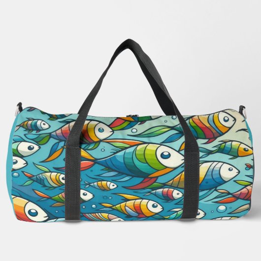 水中魚カラフルアート ダッフルバッグ (正面)
