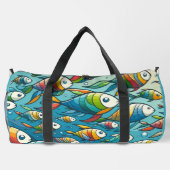 水中魚カラフルアート ダッフルバッグ (裏面)