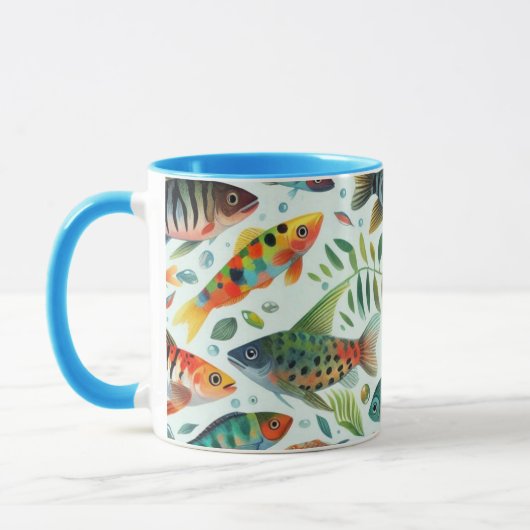 水中魚カラフルアート マグカップ (左)