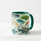 水中魚カラフルアート マグカップ (正面右)