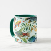 水中魚カラフルアート マグカップ (正面左)