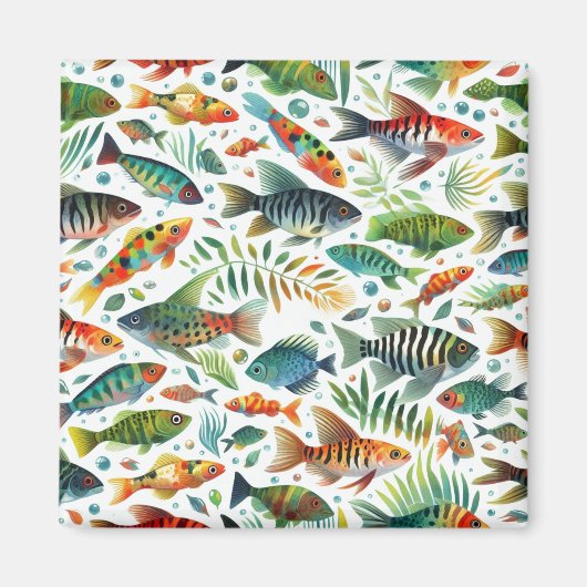 水中魚カラフルアート マグネット (正面)