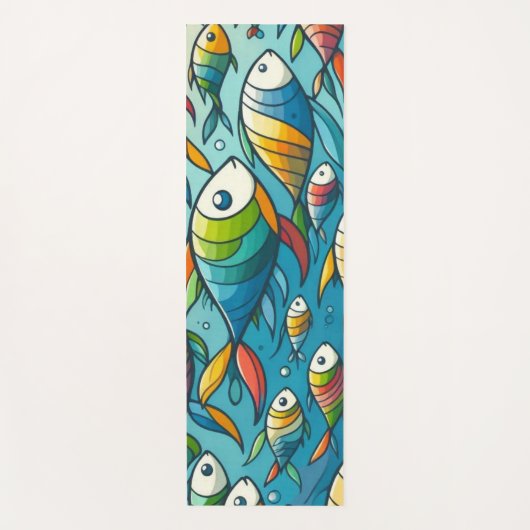 水中魚カラフルアート ヨガマット (正面)