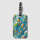 水中魚カラフルアート ラゲッジタグ (正面縦)