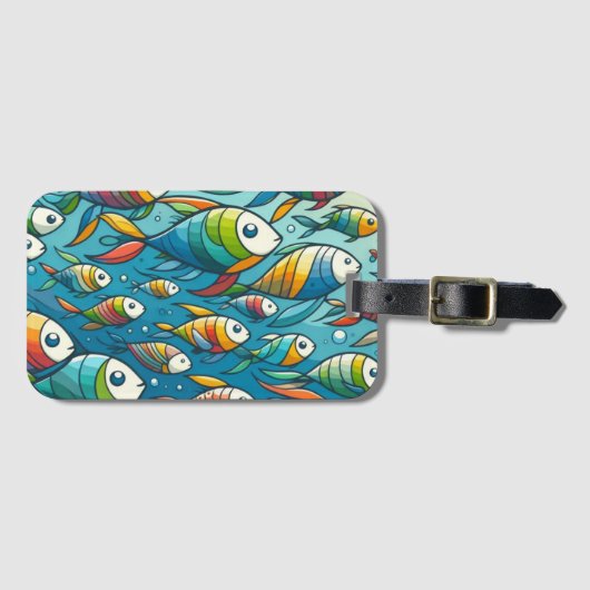水中魚カラフルアート ラゲッジタグ (正面横)