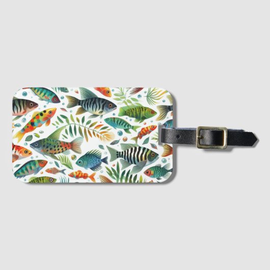 水中魚カラフルアート ラゲッジタグ (正面横)