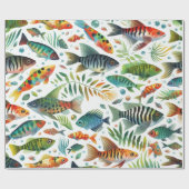 水中魚カラフルアート ラッピングペーパー (フラット)
