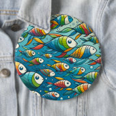 水中魚カラフルアート 缶バッジ (インサイチュ)