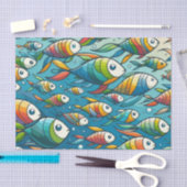 水中魚カラフルアート 薄葉紙 (クラフト)