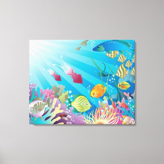 水中魚ファンタジー キャンバスプリント (正面)