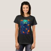 水中魚海藻ナチュラルラバーシルエットカワウソ Tシャツ (正面フル)