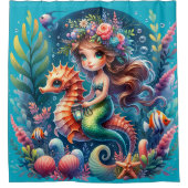 水中鮮やか人魚の乗用乗用乗用馬 シャワーカーテン (正面)