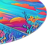 水中鮮やか夕日のアートワーク カッティングボード (角)