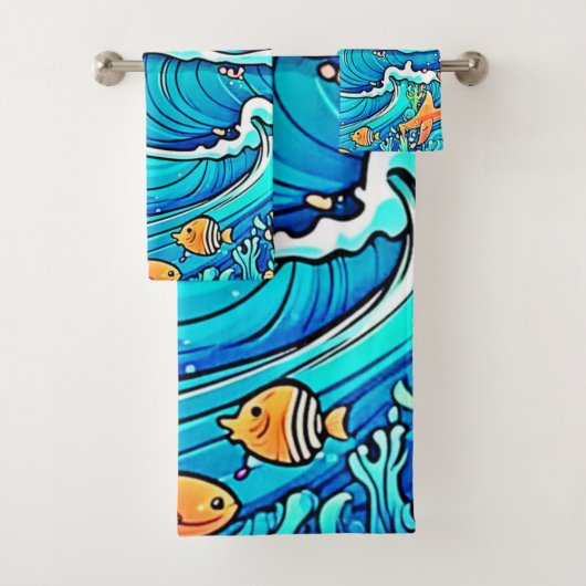 水中鮮やか日没 バスタオルセット (インサイチュ)