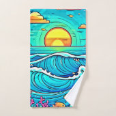 水中鮮やか日没 バスタオルセット (ハンドタオル)