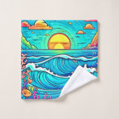 水中鮮やか日没 バスタオルセット (ウォッシュタオル)