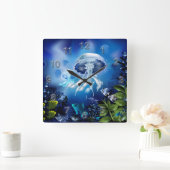 水中6A壁掛け数字オプション スクエア壁時計 (ホーム)