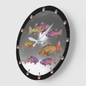 水中,レインボーカラフルトラスホワイトピンク宝石 ラージ壁時計 (傾斜)