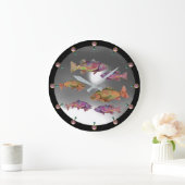 水中,レインボーカラフルトラスホワイトピンク宝石 ラージ壁時計 (ホーム)