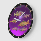 水中,レインボーカラフルマス紫ピンクジェム ラージ壁時計 (傾斜)