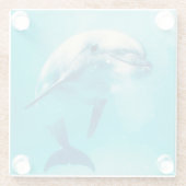 水中Bottlenosedのイルカ ガラスコースター (裏面)