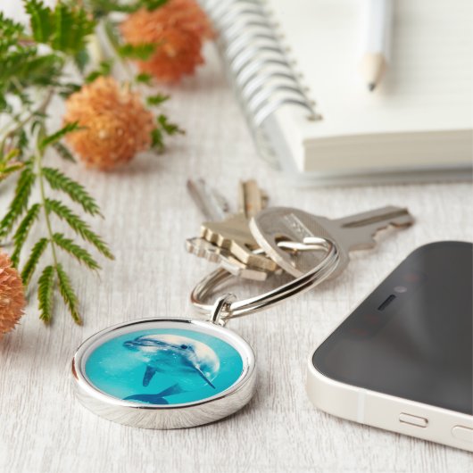 水中Bottlenosedのイルカ キーホルダー (側面)