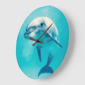 水中Bottlenosedのイルカ ラージ壁時計 (傾斜)
