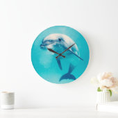 水中Bottlenosedのイルカ ラージ壁時計 (ホーム)