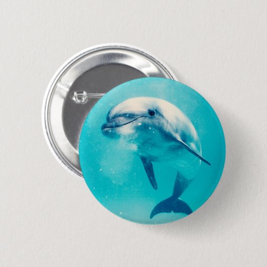 水中Bottlenosedのイルカ 缶バッジ (正面&裏面)