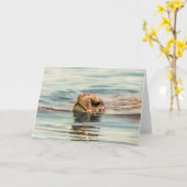 水亀の海野生動物の芸術の上に頭 カード (黄色い花)