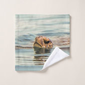 水亀の海野生動物の芸術の上に頭 バスタオルセット (ウォッシュタオル)