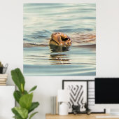 水亀の海野生動物の芸術の上に頭 ポスター (ホームオフィス)