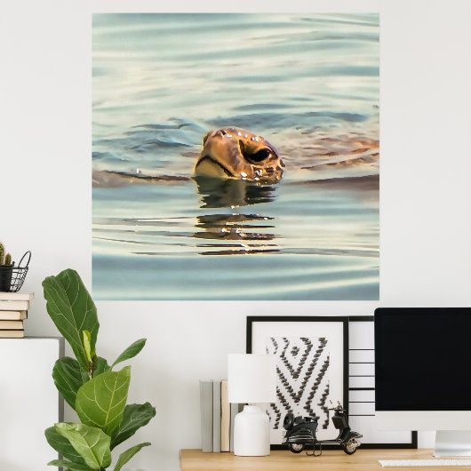 水亀の海野生動物の芸術の上に頭 ポスター (ホームオフィス)