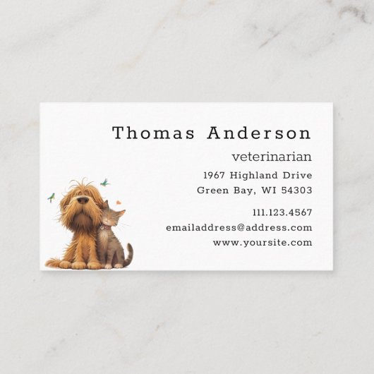 水予測できなおもしろい色の犬と猫の獣医 名刺 (裏面)