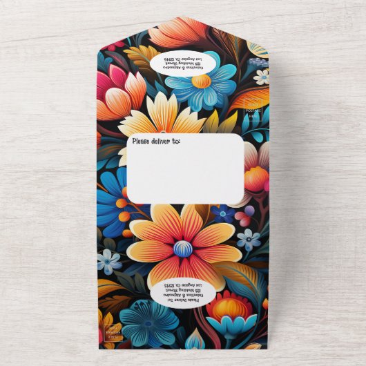 水予測できな色フローラフェスタとティアオフRSVP オールインワン招待状 (外側)