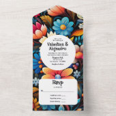水予測できな色フローラフェスタとティアオフRSVP オールインワン招待状 (内側)