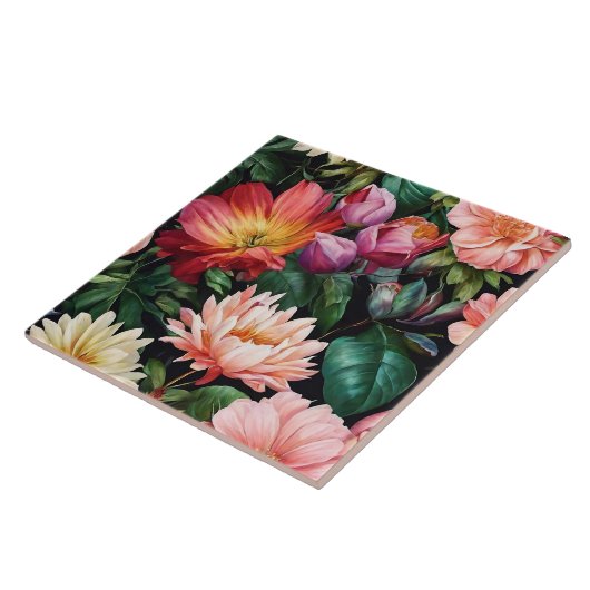 水人気がある色ヴィンテージフローラ収集 タイル (側面)