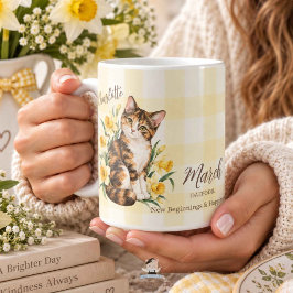 水仙と猫のブライズメイドマーチの誕生花 コーヒーマグカップ