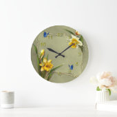 水仙と青色蝶 ラージ壁時計 (ホーム)