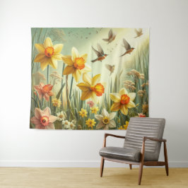 水仙と鳥 タペストリー