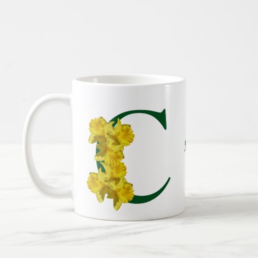 水仙のイニシャルC - 名前入り コーヒーマグカップ (左)