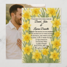 水仙のキスのウェディングフォト招待状