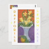 水仙のレモン色の花瓶 ポストカード (正面/裏面)