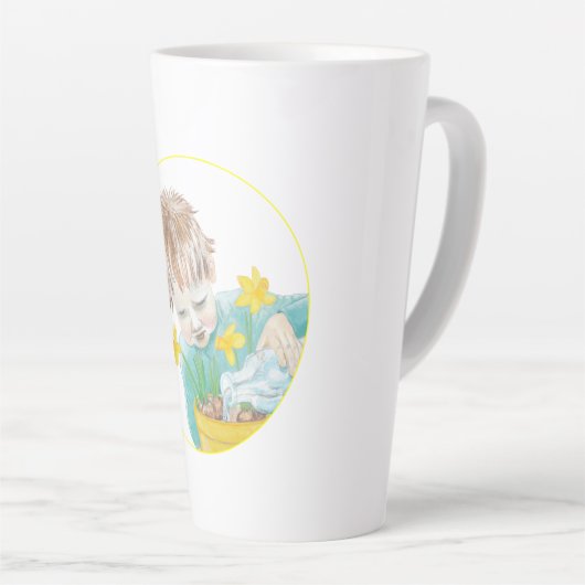 水仙の少年 カフェラテマグ (右アングル)