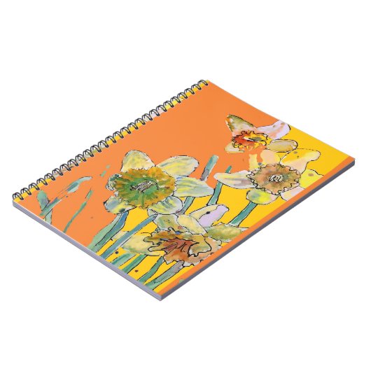 水仙の水彩オレンジジャーナル フラワーノートブック ノートブック (左側)